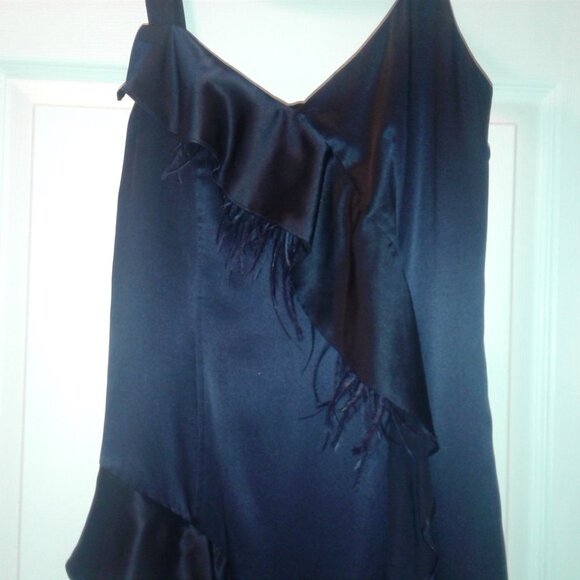 Cinq a Sept Gigi Silk Dress with Ostrich Feathers - Picture 6 of 8